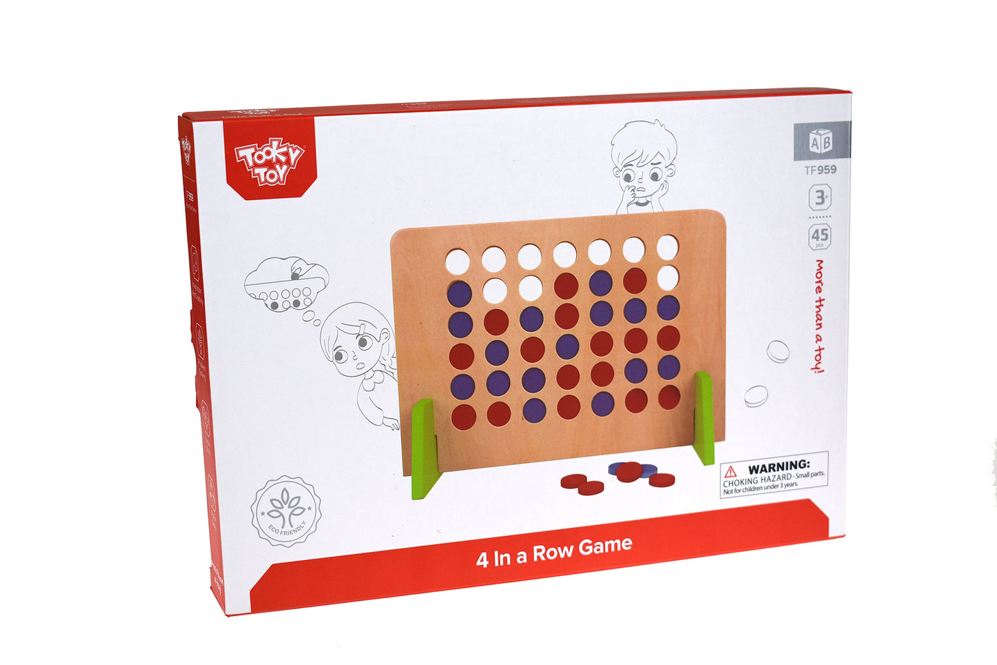 Wooden 4 in a Row Game – Tooky Toy